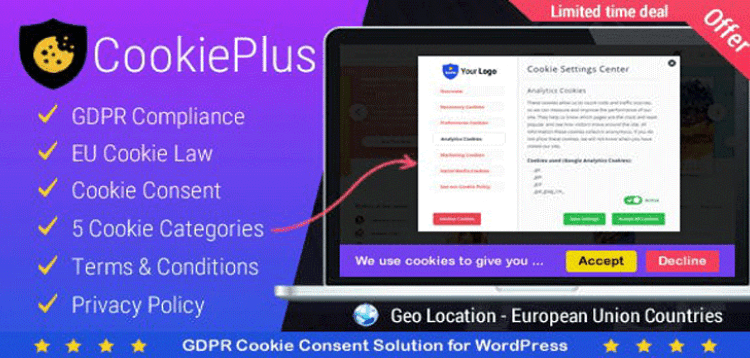 Item cover for download Cookie Plus - GDPR Cookie Consent Solution for WordPress. Master Popups Addon