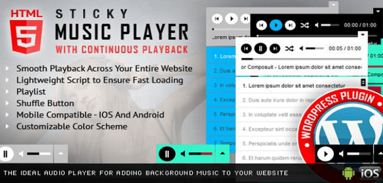Item cover for download Sticky HTML5 Music Player WordPress Plugin