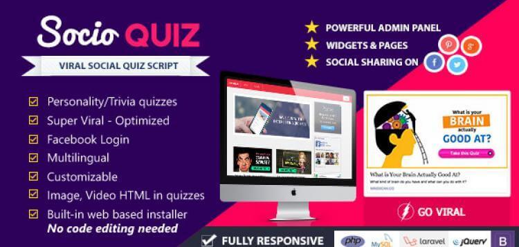 Item cover for download SocioQuiz - Viral Quiz website with Facebook login