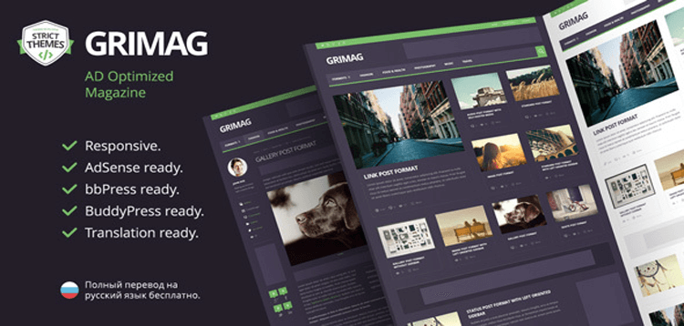 Item cover for download Grimag - AD  AdSense Optimized Magazine WordPress Theme