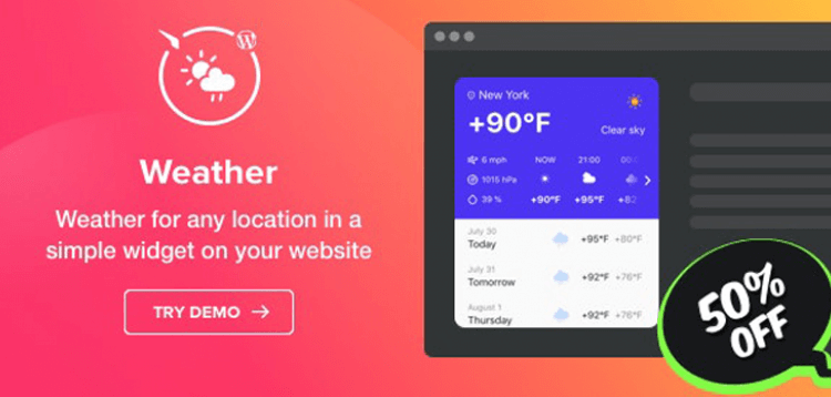 Item cover for download Weather Forecast - WordPress Weather Plugin