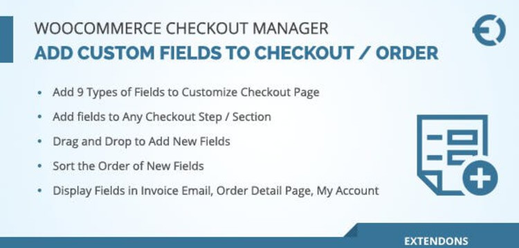 Item cover for download WOOCOMMERCE CHECKOUT FIELDS MANAGER, CUSTOM CHECKOUT FIELDS PLUGIN