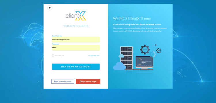 Item cover for download ClientX - WHMCS Client Area Theme