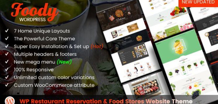 Item cover for download FOODY - WORDPRESS RESTAURANT RESERVATION  FOOD STORE WEBSITE THEME