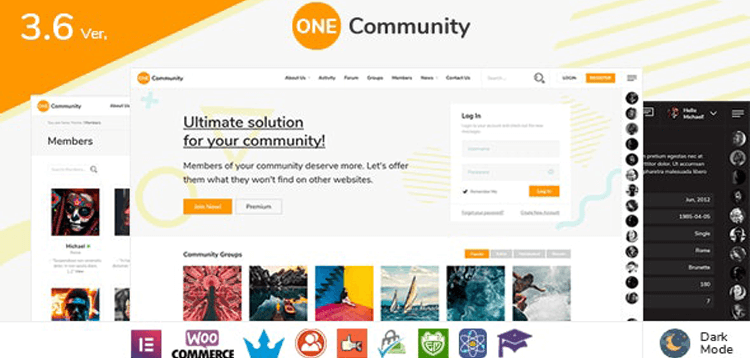 Item cover for download OneCommunity - BuddyPress Membership Theme