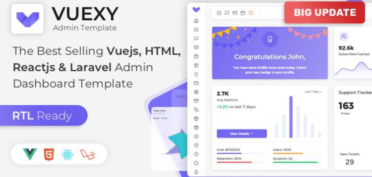 Item cover for download Vuexy - Vuejs, React, HTML & Laravel Admin Dashboard Template