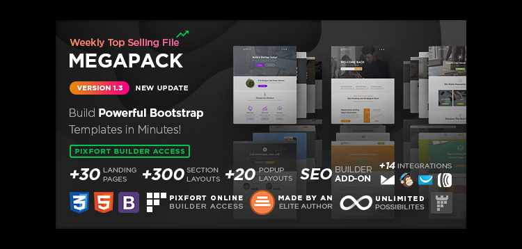 Item cover for download MEGAPACK – Marketing HTML Landing Pages Pack + PixFort Page Builder Access