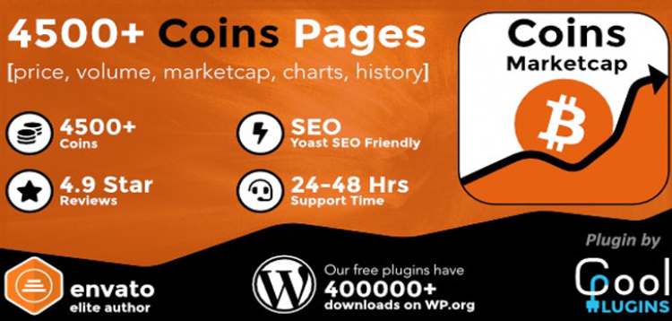 Item cover for download Coins MarketCap - WordPress Cryptocurrency Plugin
