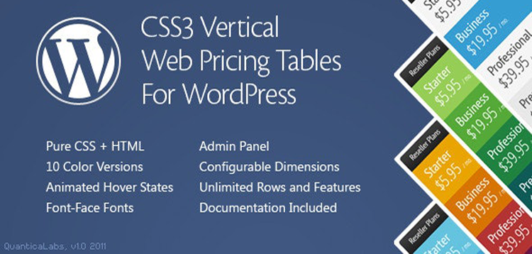 Item cover for download CSS3 Vertical Web Pricing Tables For WordPress