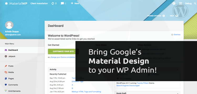 Item cover for download Material WP - Material Design Dashboard Theme