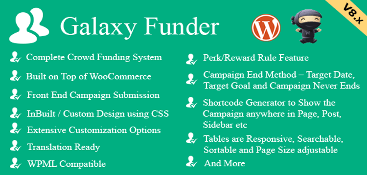 Item cover for download Galaxy Funder - WooCommerce Crowdfunding System