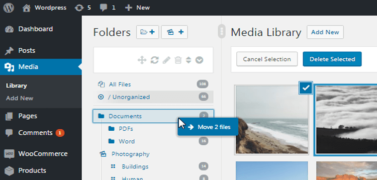 WordPress Real Media Library - Media Categories / Folders