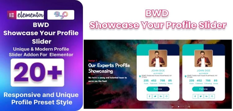 Item cover for download BWD Showcase Your Profile Slider Addon For Elementor