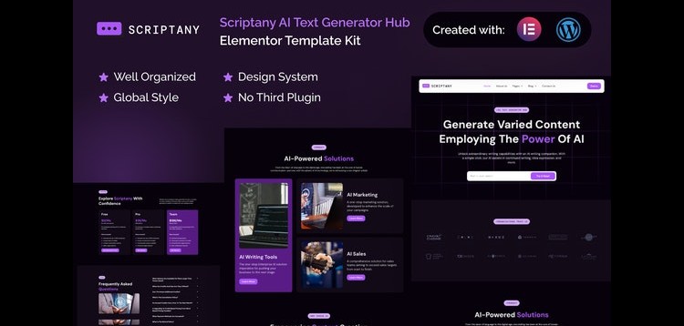 Item cover for download Scriptany - AI Text Generator Hub Elementor Pro Template Kit