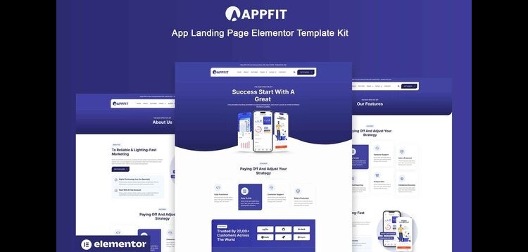 Item cover for download Appfit - App Landing Page Elementor Pro Template Kit