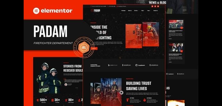 Item cover for download Padam - Firefighter Departement Elementor Template Kit