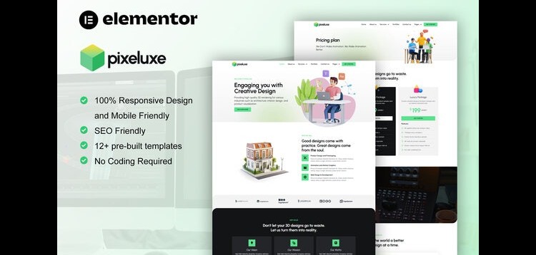Item cover for download Pixeluxe - 3D Design Studio Elementor Pro Template Kit