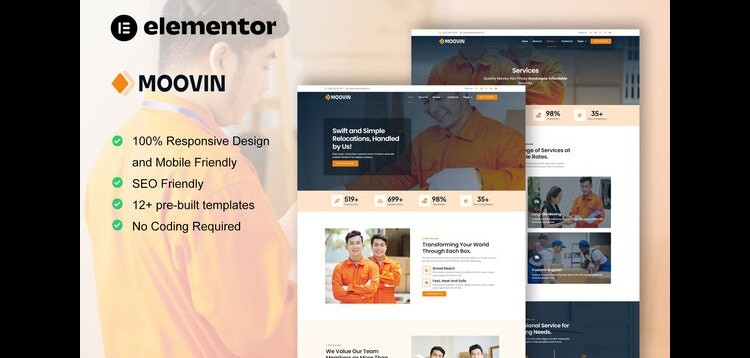 Item cover for download Moovin- Moving Company Elementor Pro Template Kit