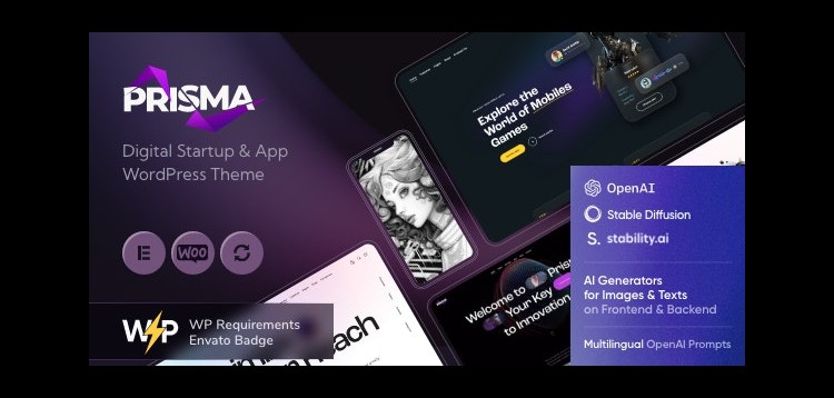 Item cover for download Prisma - Digital Startup & App WordPress Theme + AI