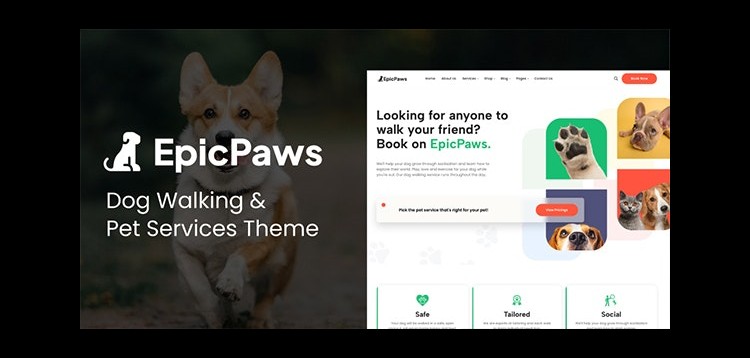 Item cover for download EpicPaws - Dog Walking & Pet Services Theme