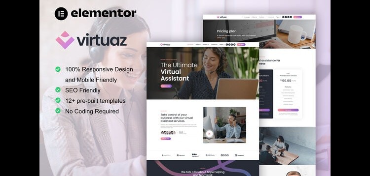 Item cover for download Virtuaz - Virtual Assistant Business Elementor Template Kit