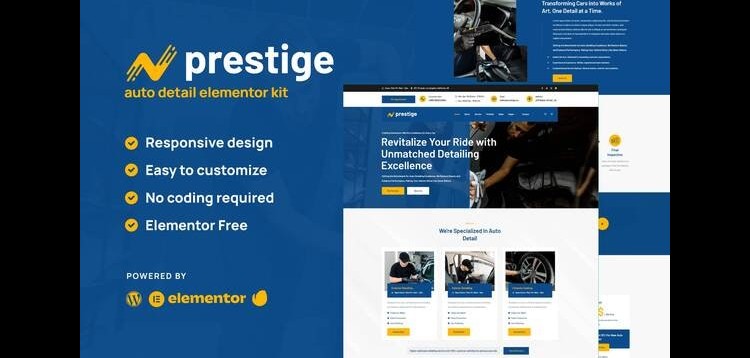 Prestige - Car Repair & Auto Detailing Service Elementor Template Kit