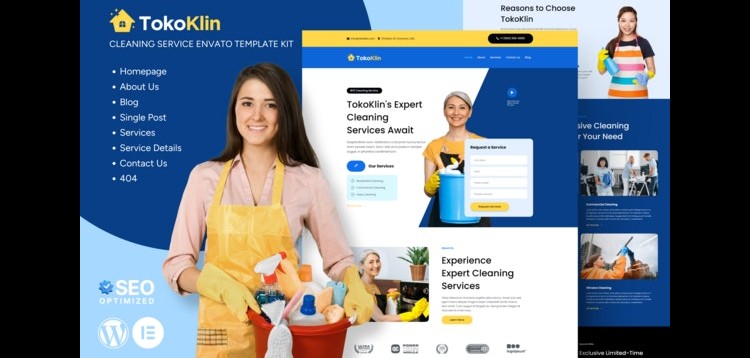 Item cover for download Tokoklin - Cleaning Service Business Elementor Template Kit