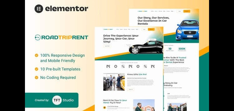 Item cover for download RoadTripRent - Premium Car Rental Elementor Template Kit