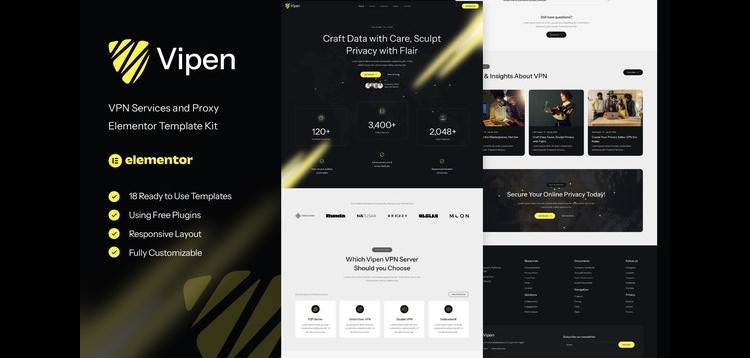 Item cover for download Vipen - VPN Services & Proxy Elementor Template Kit