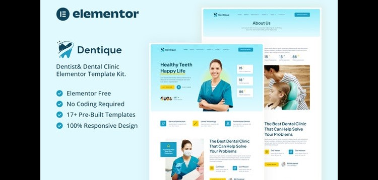 Item cover for download Dentique - Dentist & Dental Clinic Elementor Template Kit